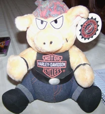 HARLEY DAVIDSON Licensed Merch Play by Play Plush Toy Pig HOG in Jeans