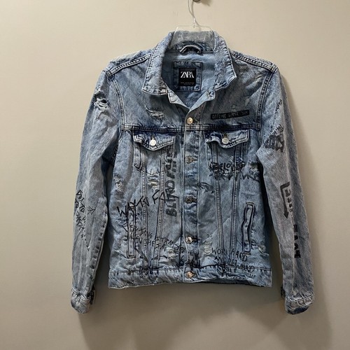 mens graffiti denim jacket