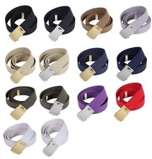 Cotton Military Web Belt with Brass or Chrome Buckle