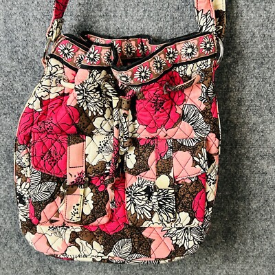 Vera Bradley Pink Floral Bucket Purse Vintage Cross Shoulder Bag