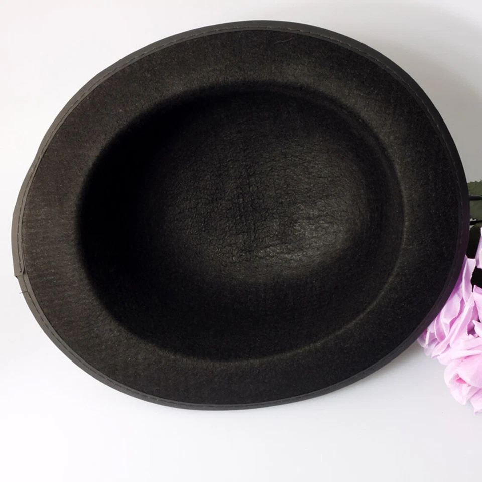 Black Bowler Derby Hat Lined Fedora Party Costume Hat Magician Hat - Image 3 of 4