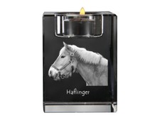 Haflinger - Bougeoir Avec Image D'un Cheval, Bougeoir En Cristal, Pe