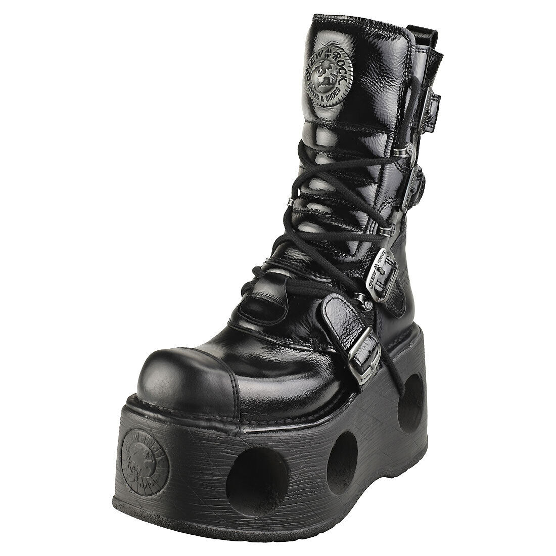 New Rock Patent Spring Neptuno Unisex Platform Boots in New Rock Patent Spring Neptuno Unisex Platform Boots in