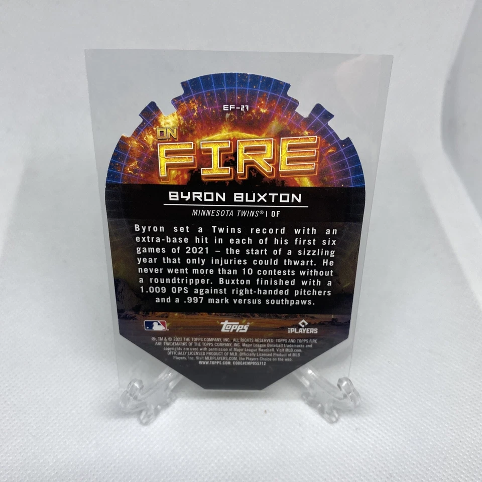2022 Topps Fire BYRON BUXTON Gold Minted On Fire Die Cut TWINS #EF-27 - Image 2 of 2