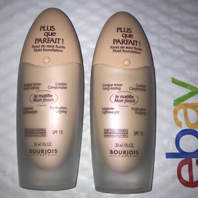 2 Tube Lot BOURJOIS FLUID FOUNDATION SPF 15 MATT FINISH 17 Cafe sealed