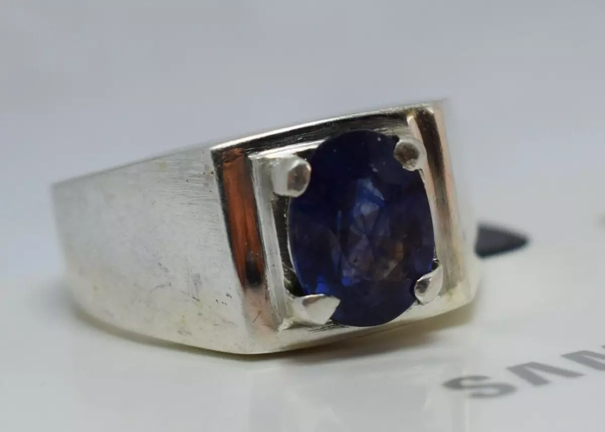 Natural 4 Carat Blue Sapphire Mens Ring Sterling Silver 925 Handmade Neelam  Ring | eBay