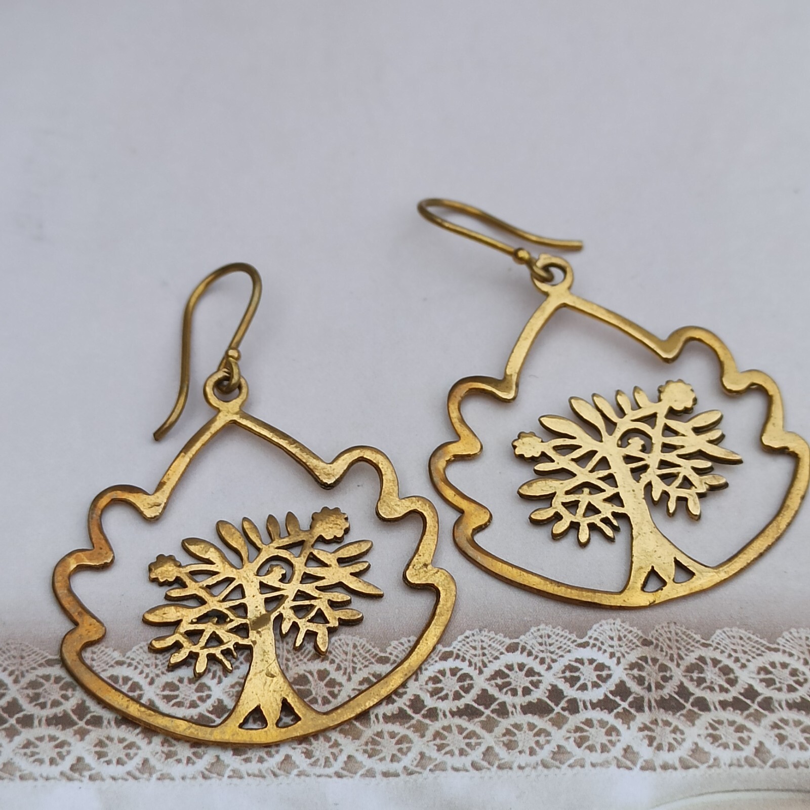 Oversize Ethnic Tree Hoop Earrings in Copper Gold Gypsy Statement Life Gift-image