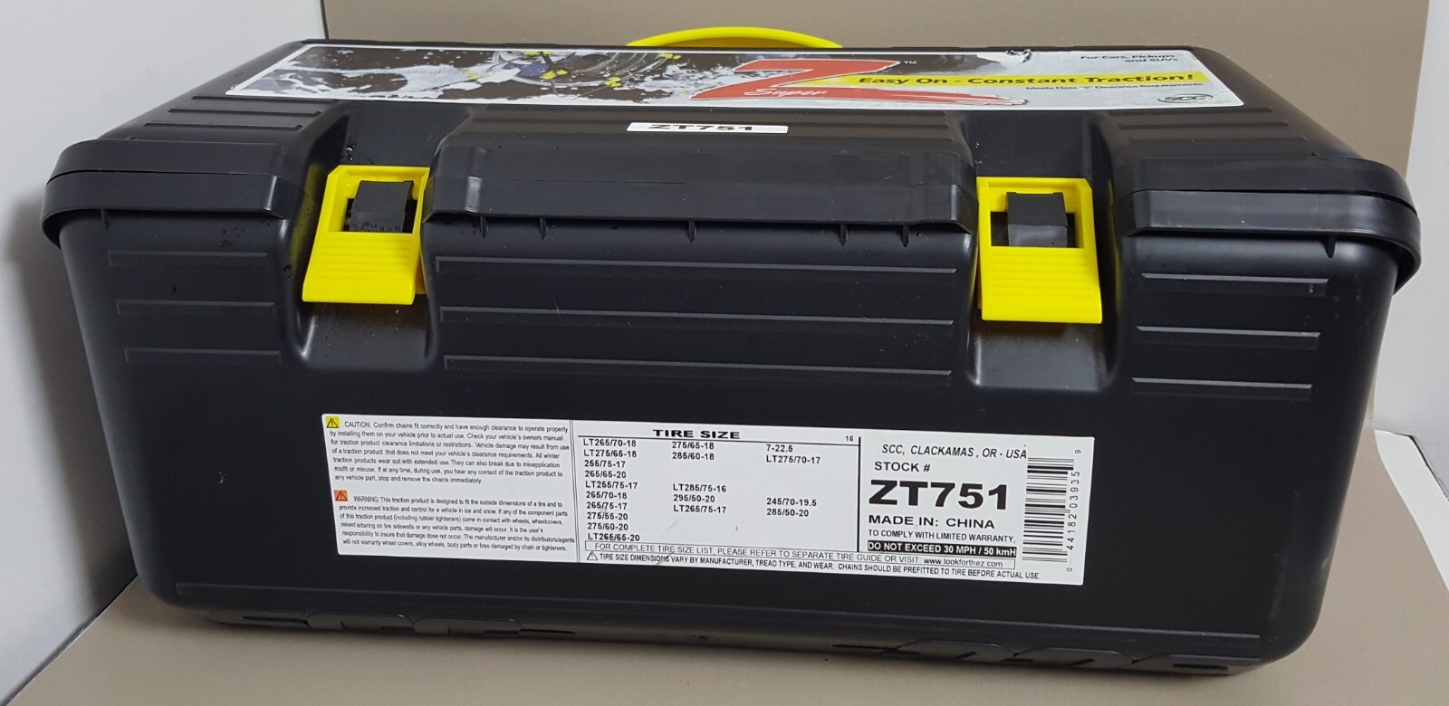 SCC Super Z Tire Cable Snow Chains Model ZT751 Set of 2 For SUVs