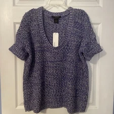 * Calvin Klein Jeans Bulky Knit Blue Iris Verigated Sweater Sz. M/L  NWT.  B