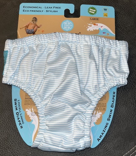 Charlie Banana wiederverwendbare Schwimmwindel blau & weiß gestreift Größe: Large - Bild 1 von 3