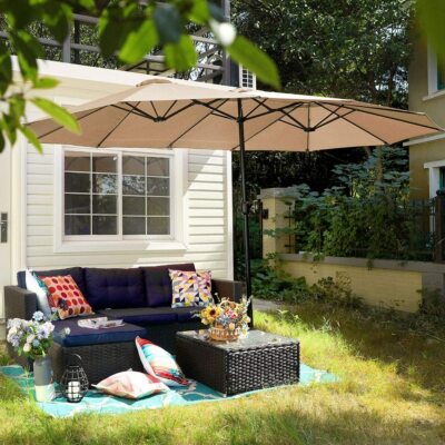 15ft Patio Umbrella Double-Sided Outdoor Market Extra Large Shade Umbrella  | eBay