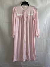 Vintage Vandemere Women's Nightgown Pink Long Modest Pajama Lace Size S Button