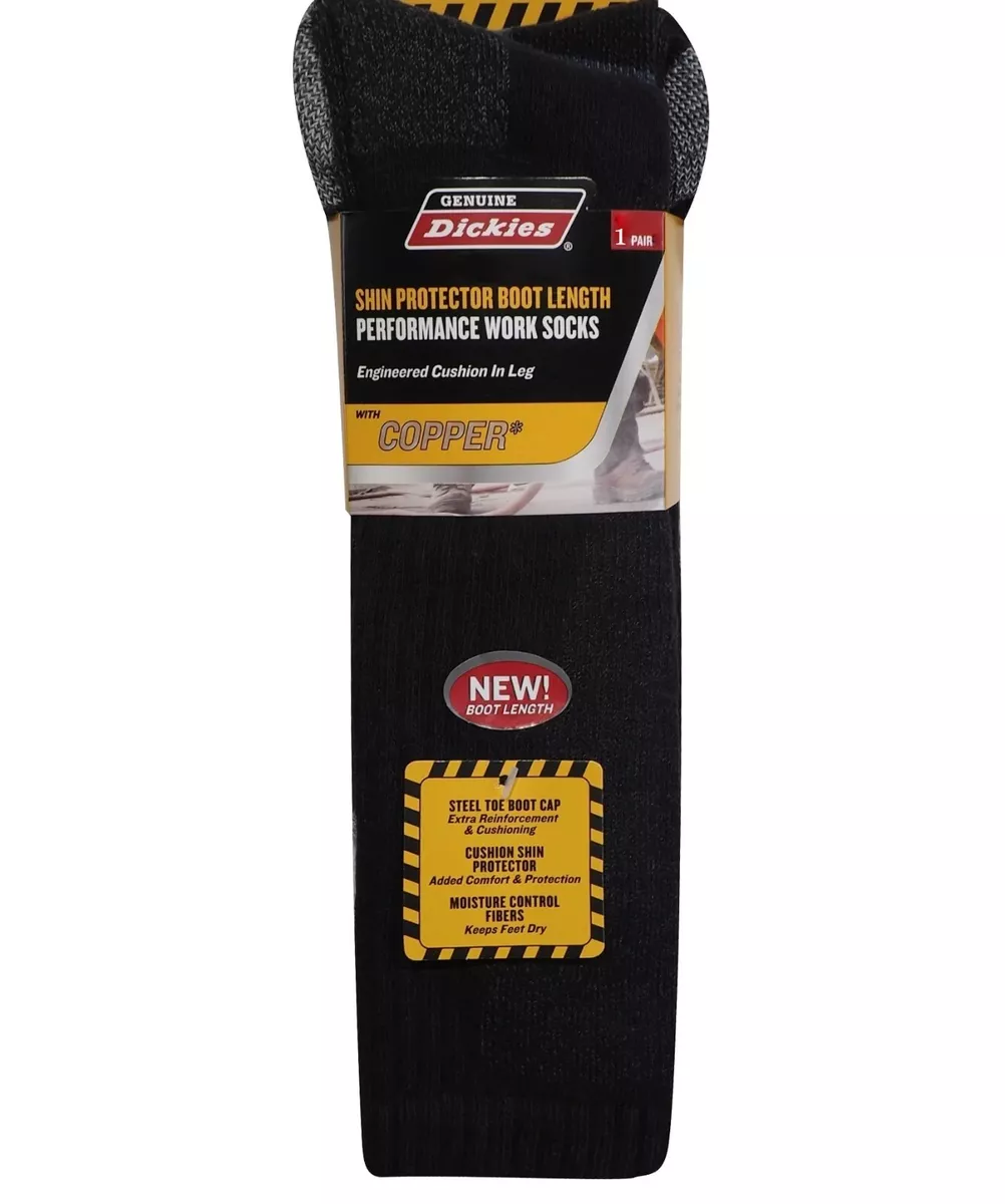 DICKIES COPPER SHIN PROTECTOR BOOT LENGTH PERFORMANCE WORK SOCKS