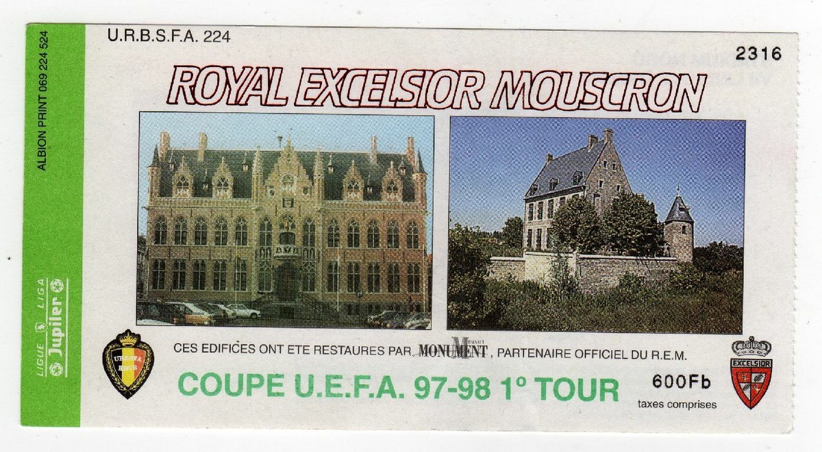 Ticket De Match FC Metz Vs RE Mouscron - Coupe UEFA 1997/98 - Collection
