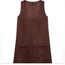 Zara NWT brown suede-like mini dress size xs
