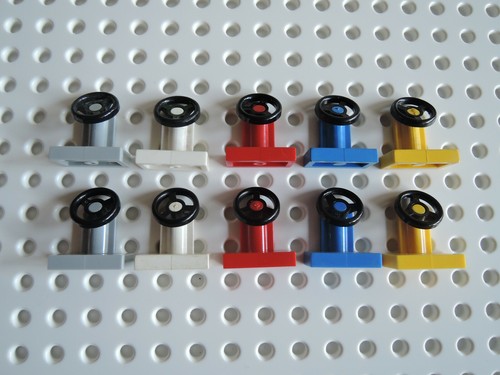 Lego 10 x  Lenkstand Lenker Lenkrad 3829c01 weiß rot gelb blau hellgrau