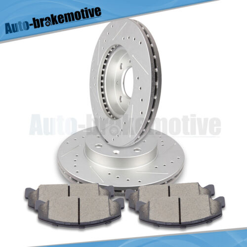 FRONT DRILLED ROTORS + CERAMIC BRAKE PADS FITS FOR HONDA CIVIC DEL SOL CRX CIVIC - Foto 4 di 12