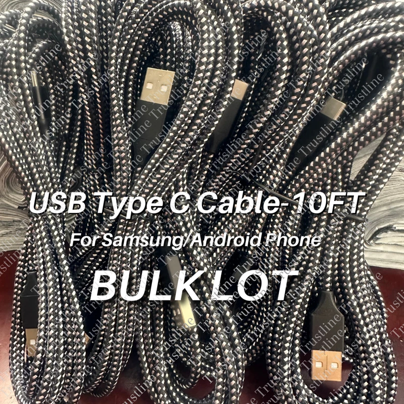 Lote de 100/500 cables de carga rápida USB tipo C cable de carga de 10 pies para Samsung S8 S9 Foto 2 de 4