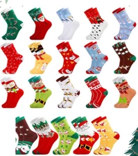 3 Pairs Christmas Crew Socks Winter Warm Xmas Stocking Stuffers Gift #1 9-11