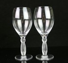 Set of 2 Rare Lalique Luxor Red Wine 7-1/4"H  Glasses