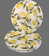 NEW Mikasa Lemons Set of 4 Salad Plates 9" Bone China White MIKASA Plate New