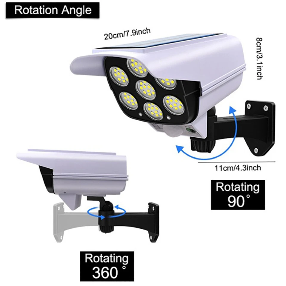 Solar Motion Sensor Light LED Security Wall Street Yard Outdoor Lamp Fake Camera - Image 3 of 4