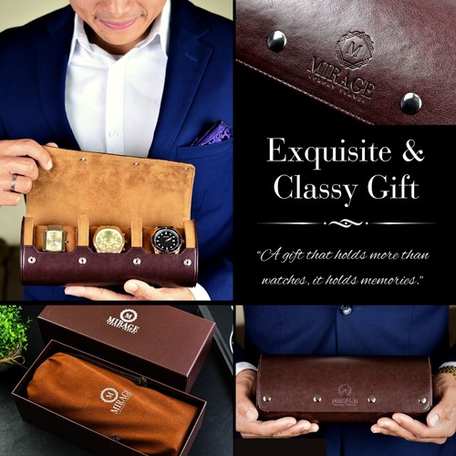 Watch Travel Case Leather Watch Case For Men Travel Watch Roll Case (VARIATIONS) - Picture 425 of 440