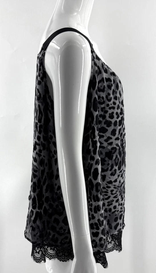 Camiseta sin mangas Lane Bryant con estampado de leopardo negra gris fluida para mujer talla 20 Foto 3 de 4