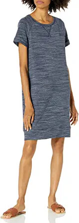 Daily Ritual Womens Terry Cotton and Modal Roll-Sleeve Sweatshirt Dress X-Small