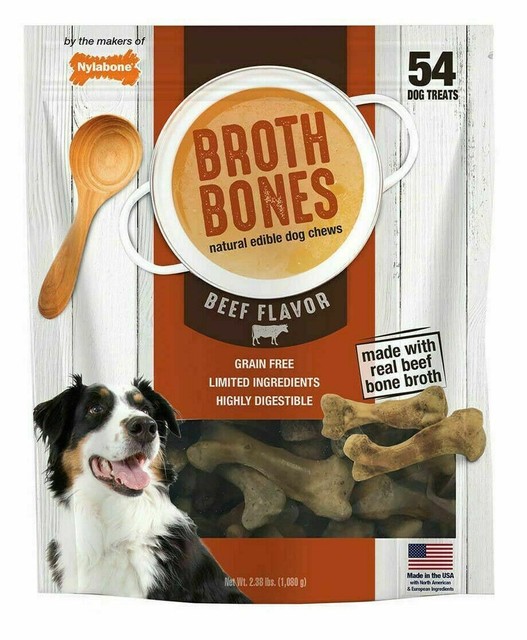 2 PKS Nylabone Broth Bones Natural Edible Dog Chews Beef Flavor 54ct 2