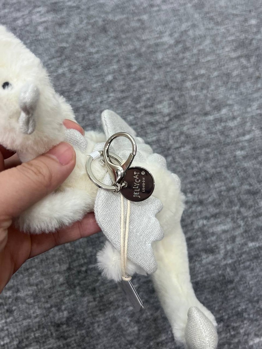 Jellycat Snow Dragon Plush Keychain White Mini Bag Charm Cute Gift