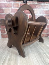 Vintage Wooden Magazine / Book / Newspaper Rack Holder Country Cottage Granny