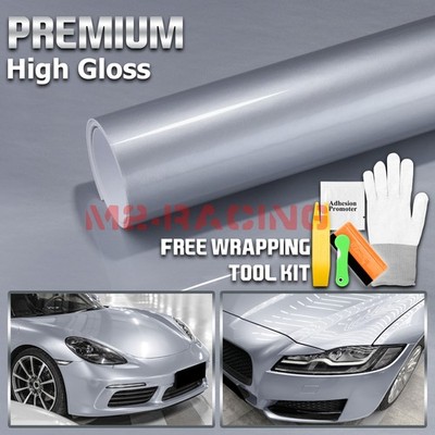 High Gloss Silver Glossy Car Vinyl Wrap Sticker Decal Sheet Film DIY ...
