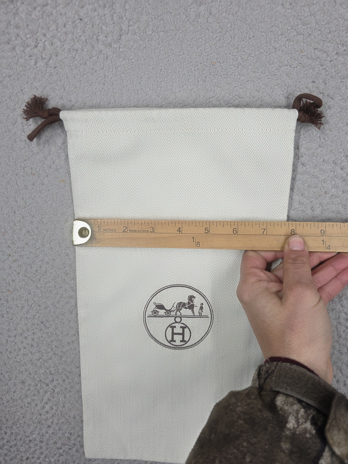 Authentic Hermes Herringbone  Drawstring Storage … - image 4