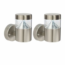 Set of 2 Modern Stainless Steel LED Outdoor Porch Lights Low Energy Garden Wall