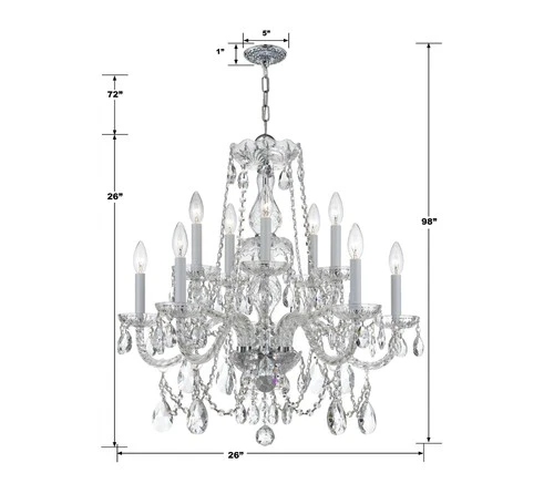Traditional Crystal 26"W Polished Chrome 10-Light Chandelier - Picture 5 of 5