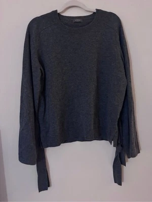 N.Peal London 100% Cashmere Dark Gray Tie Sleeve Sweater Size M