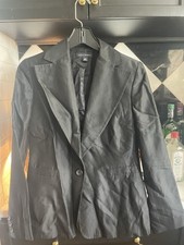 Gorgeous Banana Republic Womens Sz 8 Black Silk Blend Fitted Single Blazer