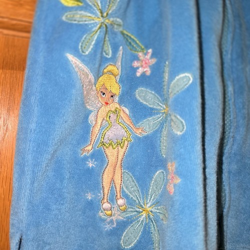 Disney Store Tinkerbell Swim Cover Up Dress Girls Size 5/6 Blue Terry Hood Zip - Picture 3 of 8