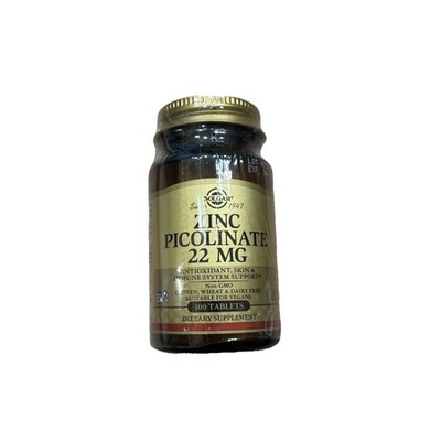 Solgar Zinc Picolinate 22mg 100 Tablets Sealed