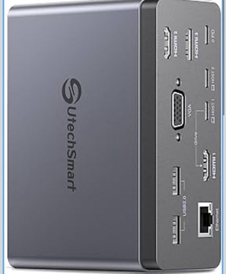 Docking Station,UtechSmart 19 in1 Quadruple Display Laptop USB C Docking Station