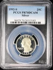 1992-S Proof Washington Silver Quarter 25c PCGS PR70 DCAM Deep Cameo