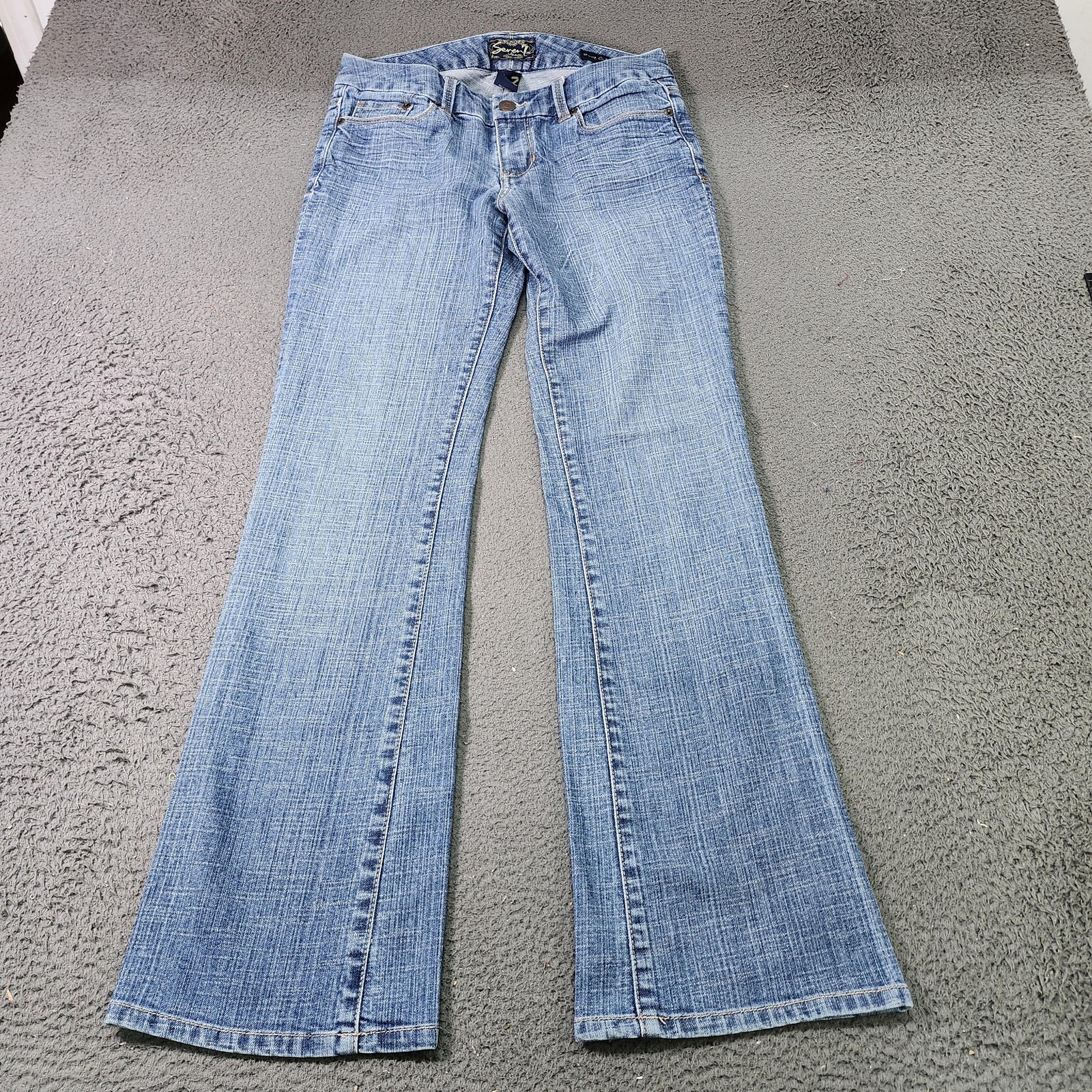 Seven7 Jeans Womens 29 Blue Medium Wash Low Rise Bootcut Stretch Denim Pants