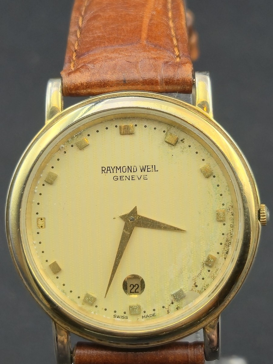 1980s Raymond Weil Geneve 5528 34mm Gold-Plated Quartz Dress Watch
