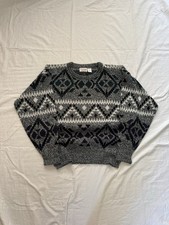 Vintage knit acrylic winter patterned Grandpa sweater Men  s L Windridge