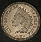 1859 PCGS AU58 INDIAN HEAD CENT GREAT COLOR FIRST YEAR OF ISSUE
