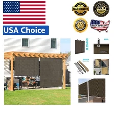 Elegant Brown Roll-Up Shade: Manual Operation 7'W x 6'H for Outdoor Comfort