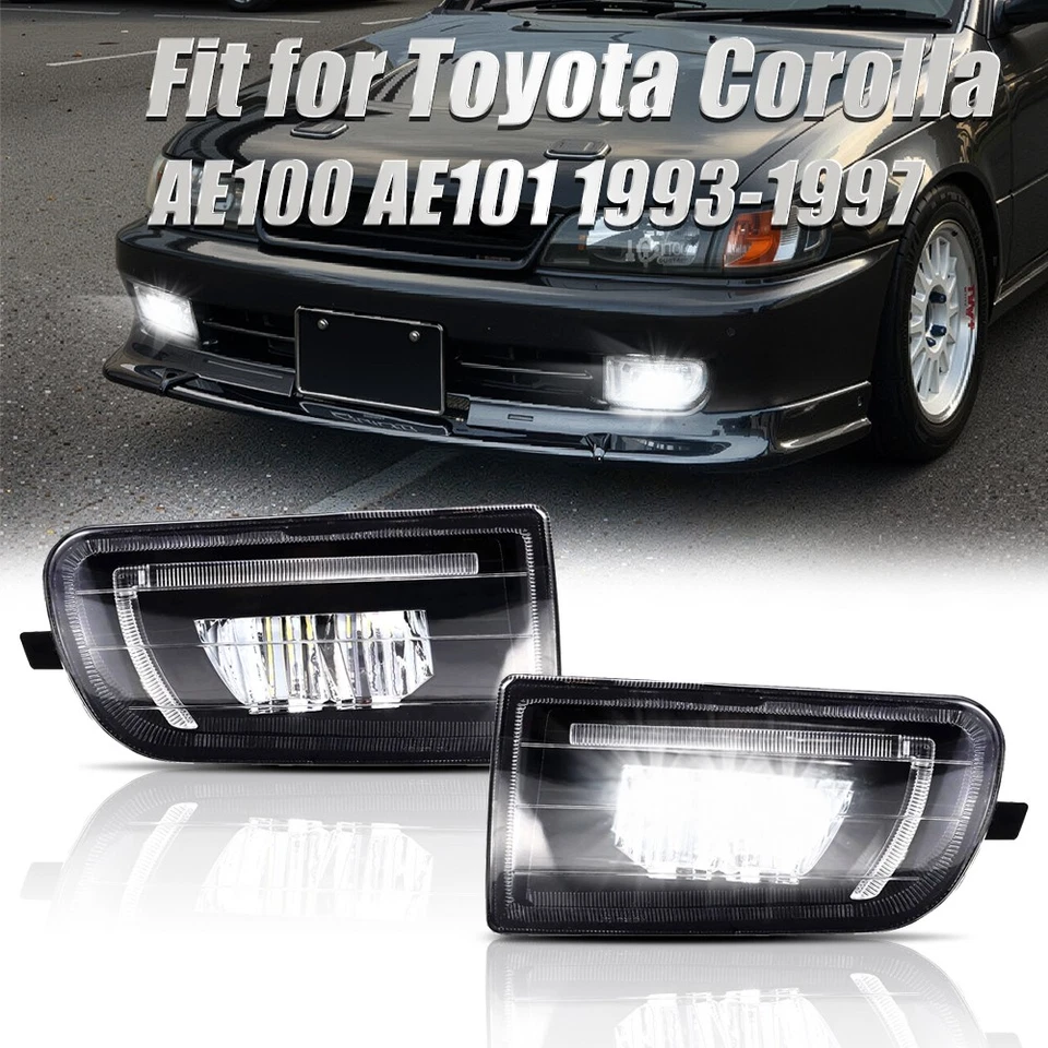 2X LED Front Bumper Fog Lights DRL Lamp For Toyota Corolla AE100 AE101 1993-1997 Foto 2 de 4