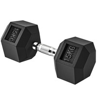 HOMCOM 15KG Single Rubber Hex Dumbbell Portable Hand Weights for Home Gym