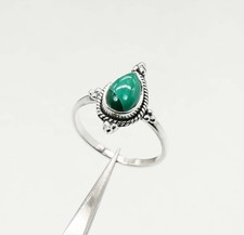 925 Solid Sterling Silver Green Malachite Ring
